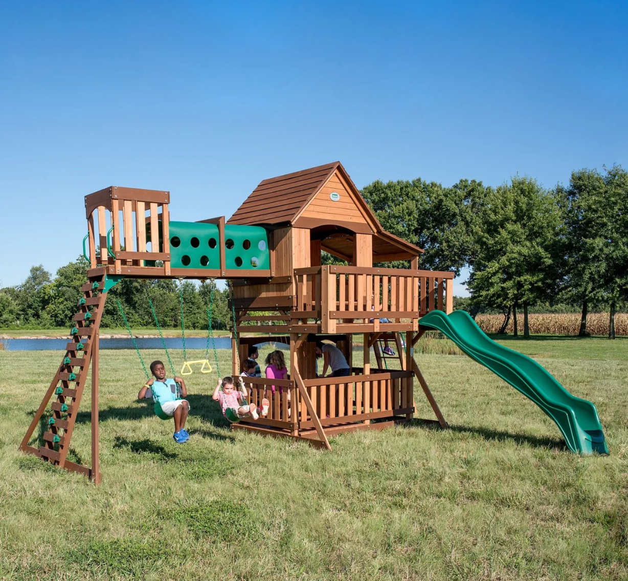 Woodridge Elite All Cedar Swing Set with Elevated Tunnel