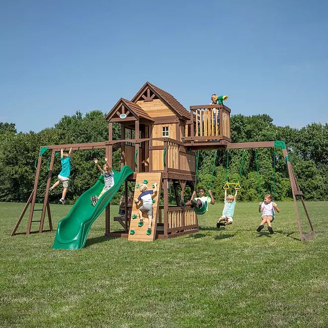 Backyard Discovery Skyfort II Cedar Swing Set, Ultimate Playset Adventure