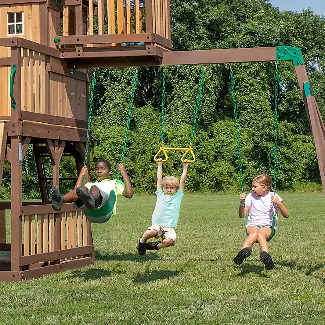 Backyard Discovery Skyfort II Cedar Swing Set, Ultimate Playset Adventure