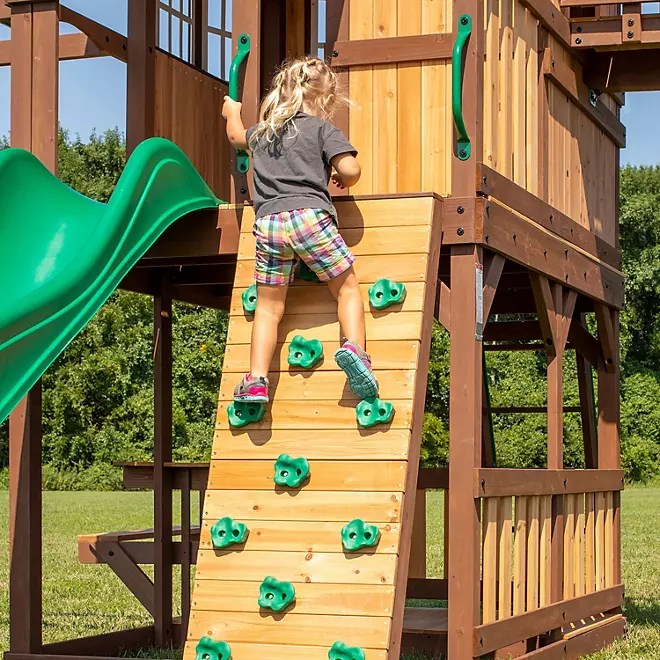 Backyard Discovery Skyfort II Cedar Swing Set, Ultimate Playset Adventure